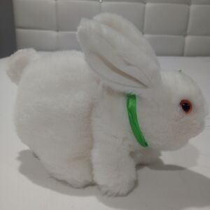 1987 Determine Productions White Bunny Rabbit Hand Puppet With A Rattle